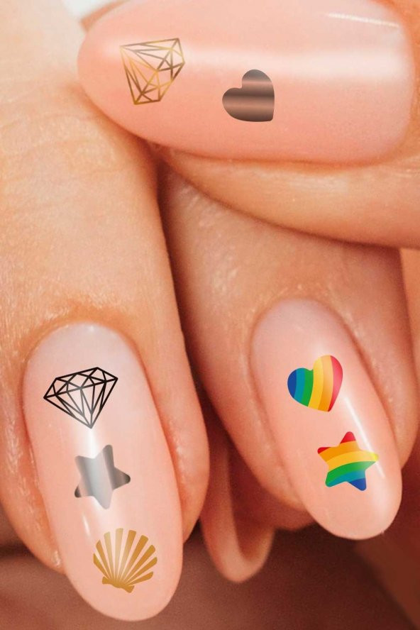 2 Li Şekiller Tırnak Dövmesi,Tırnak Tattoo, Nail Art, Tırnak Sticker - 2