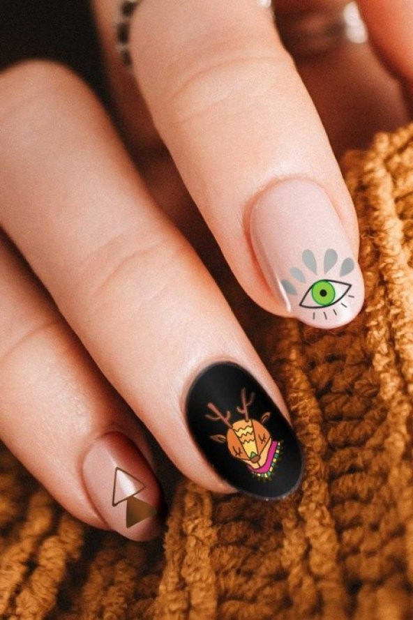 2 Li Boho Şekiller Tırnak Dövmesi, Tırnak Tattoo, Nail Art, Tırnak Sticker - 2