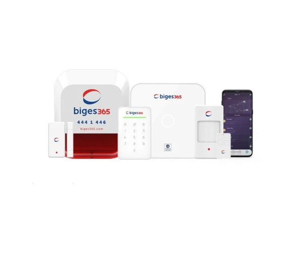 Biges365 BGS365-BK-N-WK IoT Smart Network Alarm Kit + BGS365-WOSR + BGS365-KP1 Yıl Uzaktan İzleme
