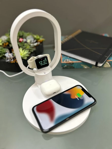 3 in 1 Magnetic Wireless Charger Led Işıklı Şarj İstasyonu 15W