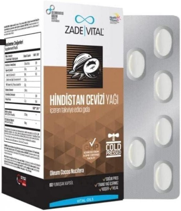Zade Vital Hindistan Cevizi Yağı Blister 60 Bitkisel Kapsül