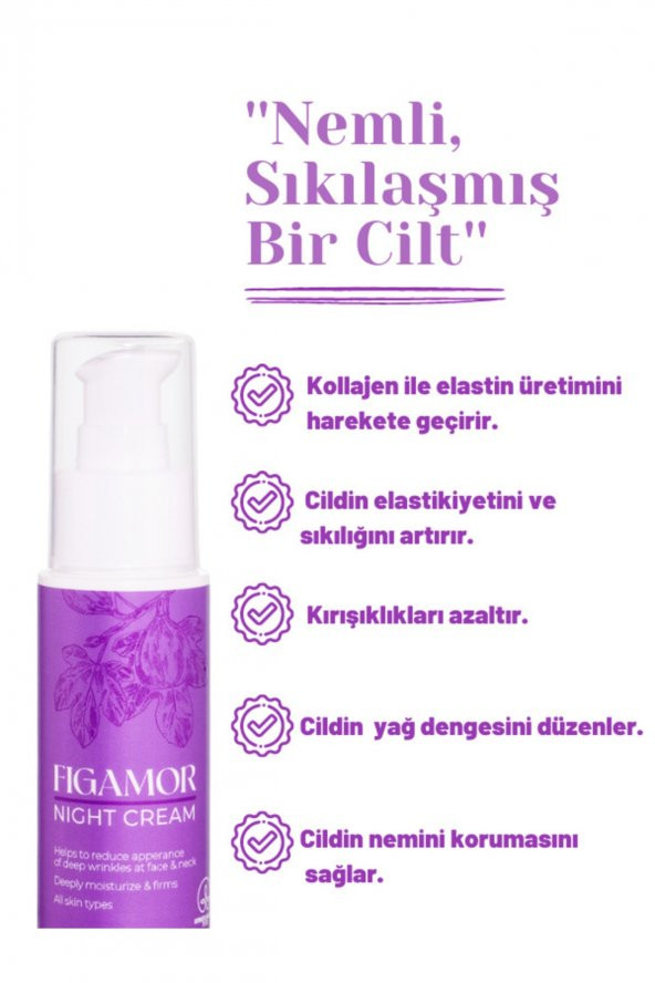 Figamor Nemlendirici Sıkılaştırıcı & Kırışıklık Karşıtı Onarıcı Gece Kremi 60 ml - 2