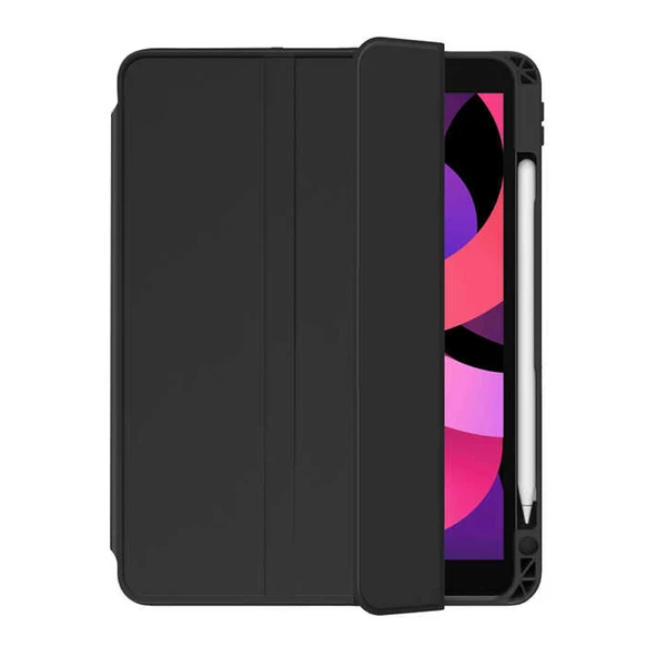 Smcase Apple iPad 10.2 2021 9.Nesil Kılıf Standlı Kalem Bölmeli Arkası Şeffaf nt1