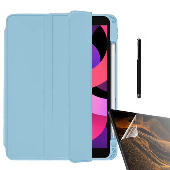 Smcase Apple iPad Pro 11 2022 M2 Kılıf Standlı Kalem Bölmeli Arkası Şeffaf nt22  Nano  Kalem - Resim 6