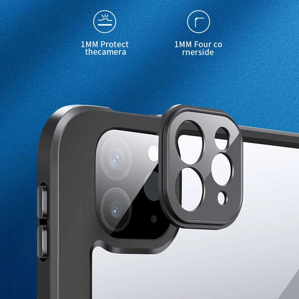 Smcase Apple iPad Pro 11 2022 M2 Kılıf Standlı Kalem Bölmeli Arkası Şeffaf nt22  Nano  Kalem - Resim 4