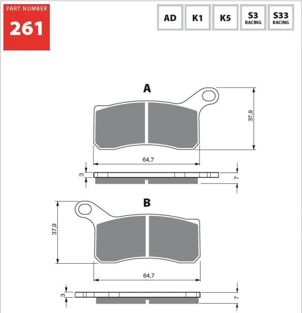 GOLD K5 261 FREN BALATA SİNTER METAL
