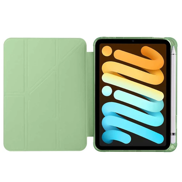 Smcase Apple iPad Mini 2021 6.Nesil Kılıf Katlanabilir Standlı Pu Silikon tf1 - 2