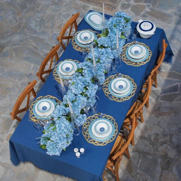 Schafer Tılsım Sapphire Yemek Takımı 60 Parça-Turkuaz - 5