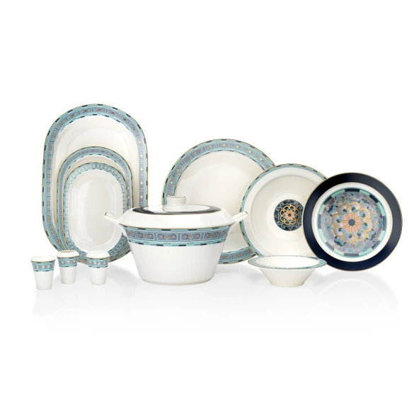 Schafer Tılsım Sapphire Yemek Takımı 60 Parça-Turkuaz - 12