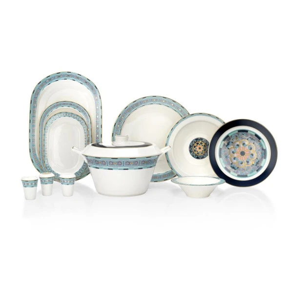 Schafer Tılsım Sapphire Yemek Takımı 60 Parça-Turkuaz - 7