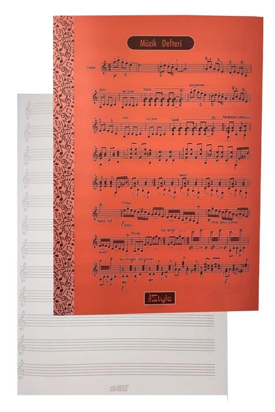 Müzik Defteri A4 40 Yaprak Plastik Kapak 1 Adet Sol Anahtarlı PP Kapak Müzik Defteri 21x29.7 cm 12 Sütunlu - 7
