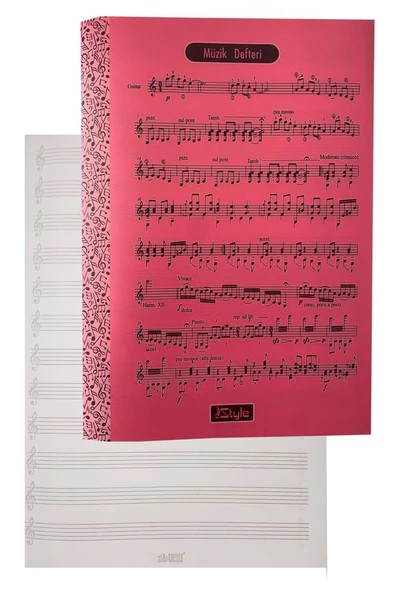 Müzik Defteri A4 40 Yaprak Plastik Kapak 1 Adet Sol Anahtarlı PP Kapak Müzik Defteri 21x29.7 cm 12 Sütunlu - 5