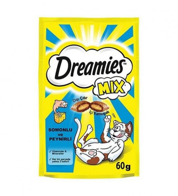 Dreamies Mix İç Dolgulu Somonlu ve Peynirli Kedi Ödülü 60 Gr X 2 Adet