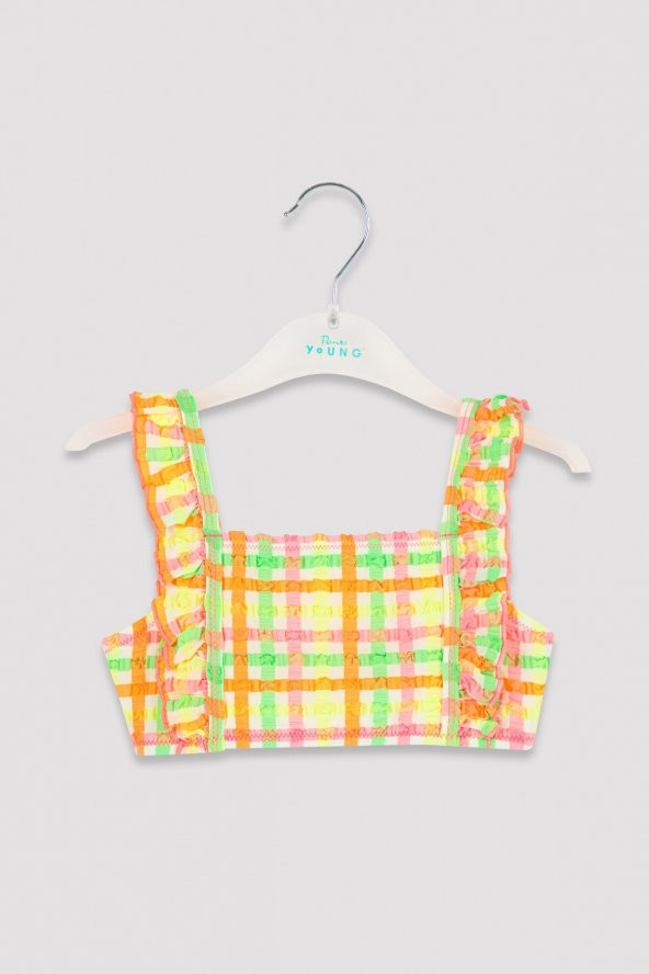 Penti Neon Renkli Kız Çocuk Gingham Kare Desenli Bikini Takımı - 2