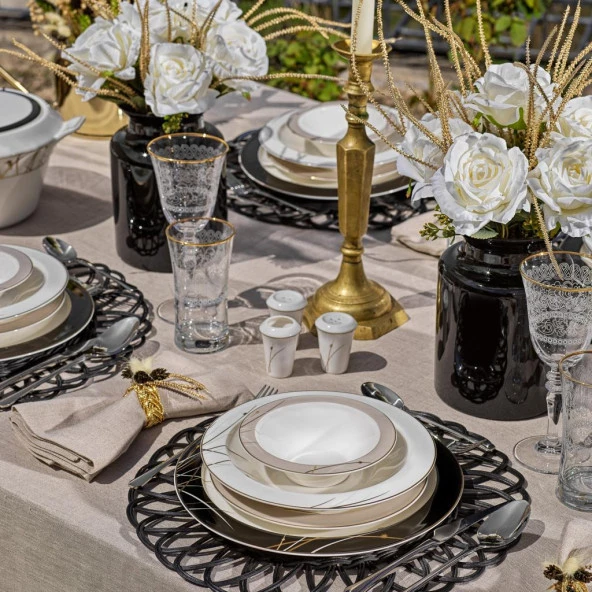 Schafer Tılsım Charm Yemek Takımı 60 Parça-Siyah - 3