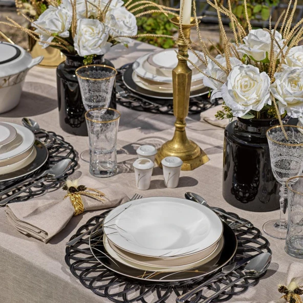 Schafer Tılsım Charm Yemek Takımı 60 Parça-Siyah - 4