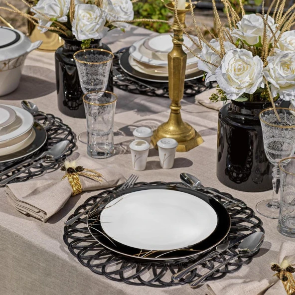 Schafer Tılsım Charm Yemek Takımı 60 Parça-Siyah - 6