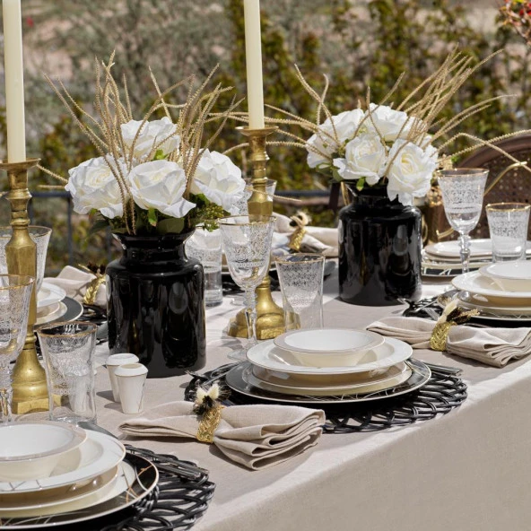 Schafer Tılsım Charm Yemek Takımı 60 Parça-Siyah - 10