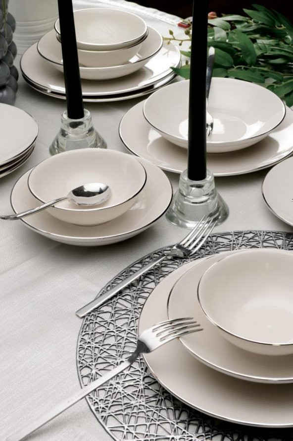 Bonelegant Pure 24 Parça 6 Kişilik Bone Yemek Takımı Platin File - 2