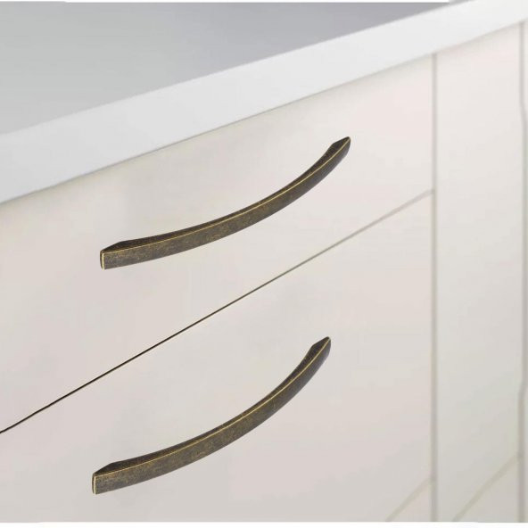 Mobilya Mutfak Dolabı Çekmece Dolap Kapak Kulpu Kulbu Antik Sarı 224 mm Metal Kulp - Resim 3