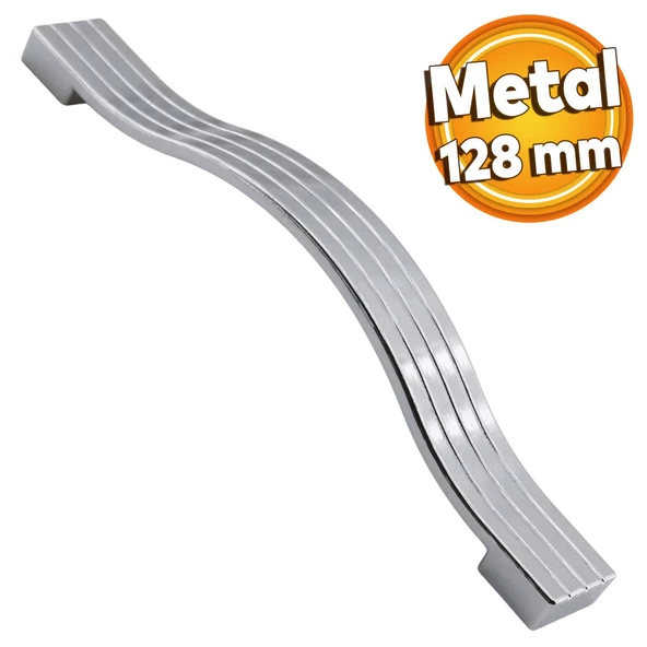 Akasya Metal Mobilya Mutfak Dolabı Çekmece Kapı Dolap Kapak Kulpu Kulpları Kulbu Krom 128 Mm Kulp