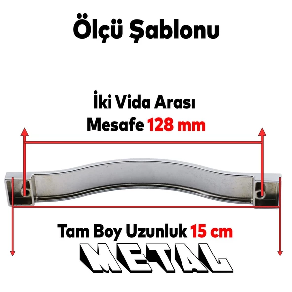 Akasya Metal Mobilya Mutfak Dolabı Çekmece Kapı Dolap Kapak Kulpu Kulpları Kulbu Krom 128 Mm Kulp - 2