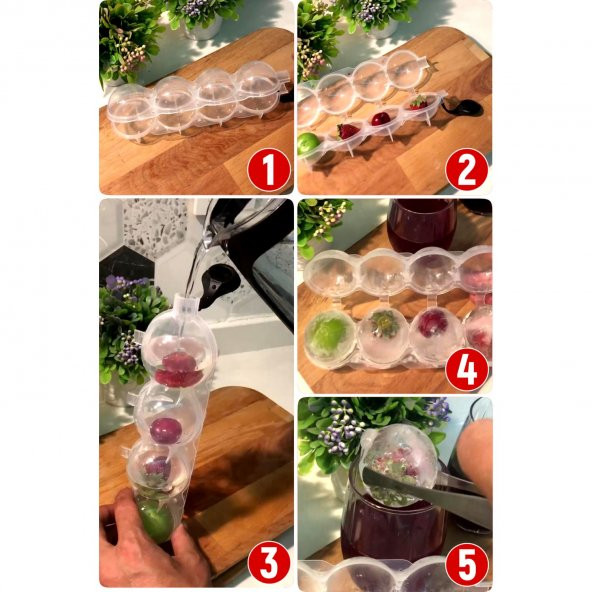 4lü Küre Buz Topu Kalıbı - Yuvarlak Içecek Buz Topu Dondurucu Buzluk Saklama Ve Sunum Kabı - 4