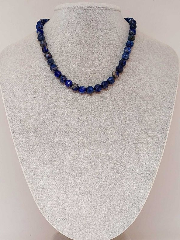 Lapis Taşı Faset Kesim Kolye 8mm (klipsli) ürün görseli