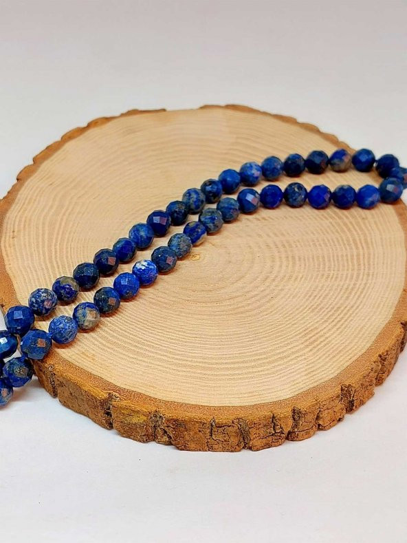 Lapis Taşı Faset Kesim Kolye 8mm (klipsli) - Resim 3