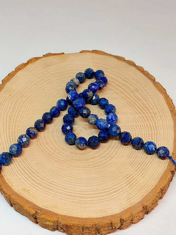 Lapis Taşı Faset Kesim Kolye 8mm (klipsli) - Resim 4