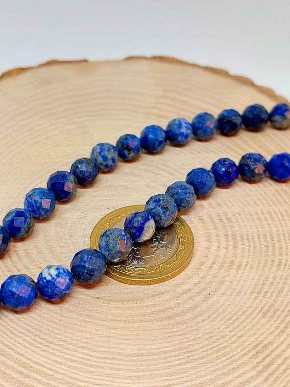 Lapis Taşı Faset Kesim Kolye 8mm (klipsli) - Resim 5