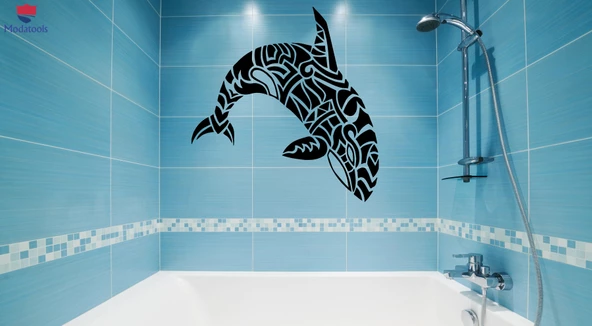 Duvar Sticker Yunus Balina Balık Desenleri Banyo Deniz Okyanus Banyo Dekoratif Sticker