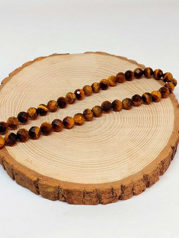 Kaplangözü Taşı Faset Kesim Royal YARIM Dizi 8mm (18cm uzunluğundadır) (39555) - 2
