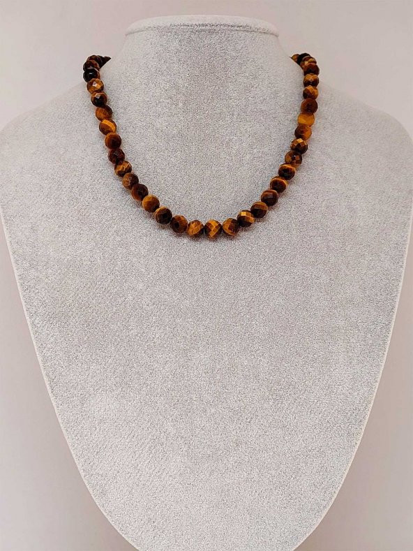 Kaplangözü Taşı Faset Kesim Royal Kolye 8mm (Klipsli) (39555) ürün görseli 1