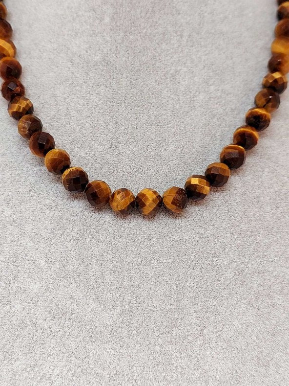 Kaplangözü Taşı Faset Kesim Royal Kolye 8mm (Klipsli) (39555) - Resim 2