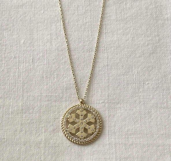 Burgulu Kar Tanesi Altın Kolye - Resim 1