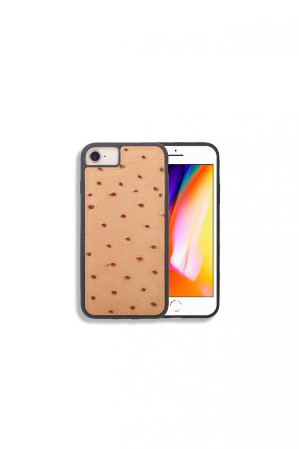 iPhone 6 / 6s / 7 için Taba Deve Kuşu Model Deri Telefon Kılıfı