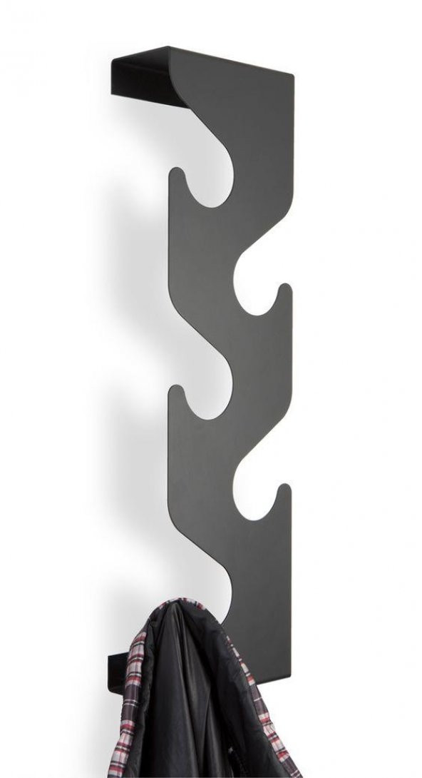 Siyah Metal Duvar Elbise Askılısı Anahtar Askısı Portmanto Çanta Askılık - 3