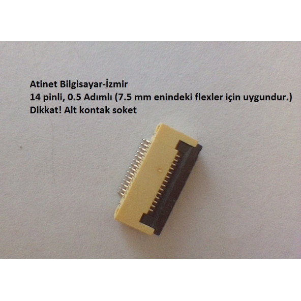 14 Pin 0.5 Adımlı Flex Soketi Flex Ffc Konnektörü14-0.5-Alt