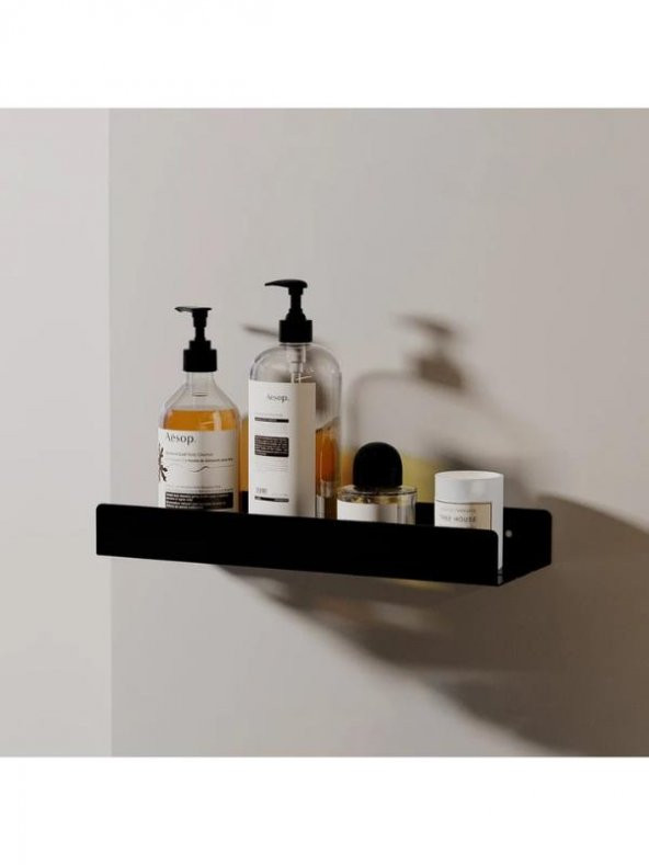 Dekoratif Siyah Metal Banyo Rafı Şampuanlık Duş Rafı Banyo Düzenleyici - 3