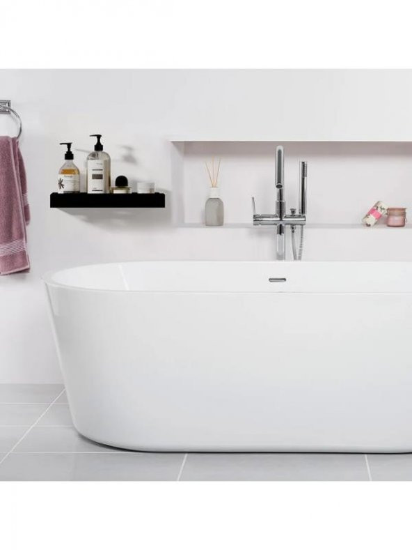 Dekoratif Siyah Metal Banyo Rafı Şampuanlık Duş Rafı Banyo Düzenleyici - 4