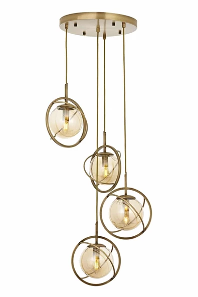 DÖRTLÜ YUVARLAK AVİZE GOLD A-185-4G