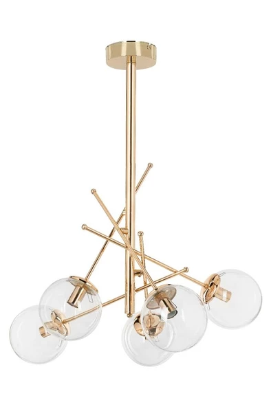 5 Lİ YUVARLAK AVİZE GOLD NL-115-5G - Resim 2