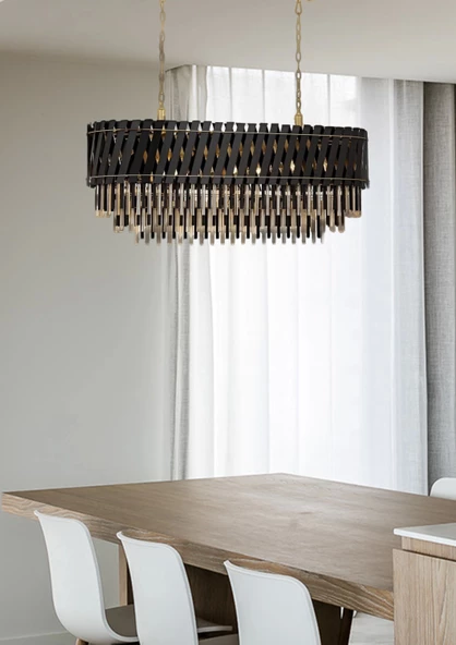 SİYAH KLASİK AVİZE A-186-120X40CM - Resim 2