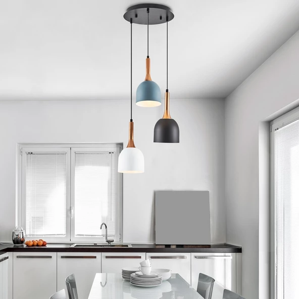 ÜÇLÜ YUVARLAK AVİZE ZC-512-3A-MIX - Resim 4