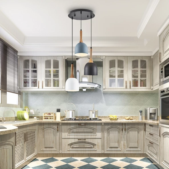 ÜÇLÜ YUVARLAK AVİZE ZC-512-3A-MIX - Resim 6