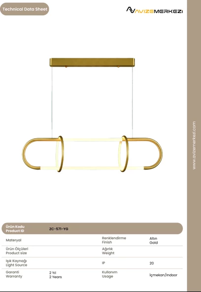 MODERN YEMEK MASASI AVİZE ZC-571-YG - 6