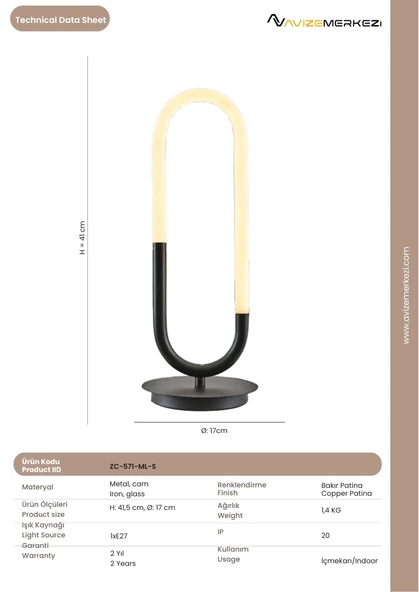 MASA LAMBASI ZC-571-ML-S - 4