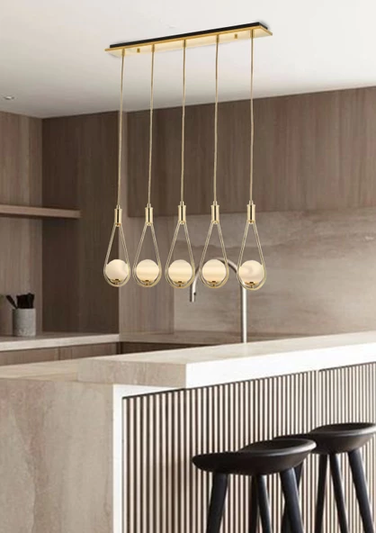 Sarı Kaplama Modern Avize A-431-5Y - Resim 2