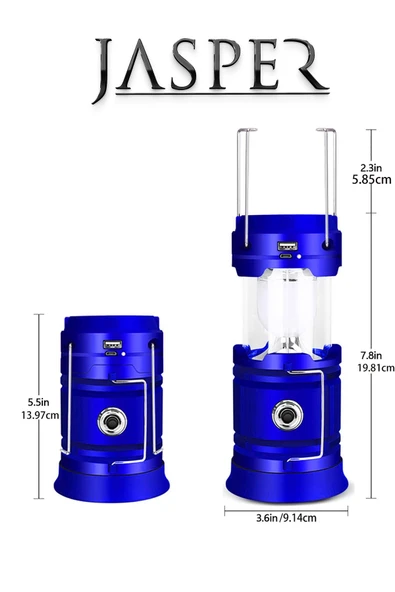 Jasper JPR-5800 Katlanabilir Kızaklı Güneş Enerjili Şarj Kablolu Ledli Kamp Piknik  Lambası - 4